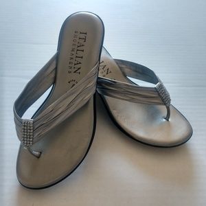 Italian Shoemakers Silver/Black Wedge Sandals